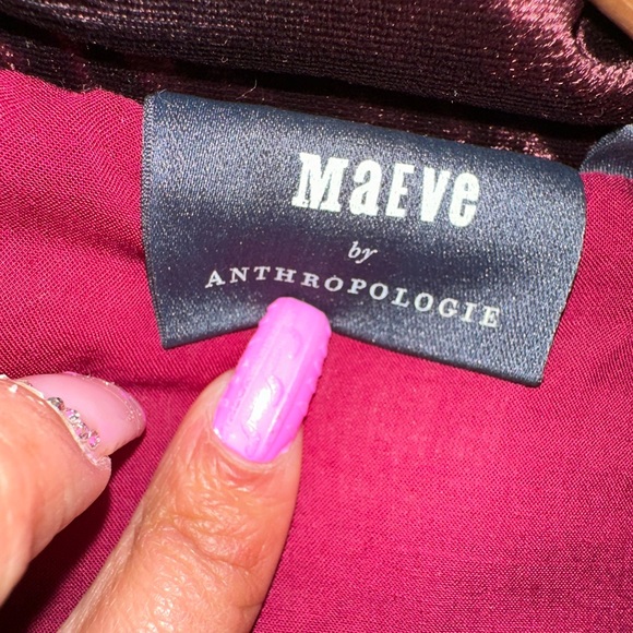 Anthropologie burgundy velvet coat with burgundy sequins EUC - Picture 7 of 12